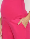 Stretchy Straight Maternity Dress Pants- Pink