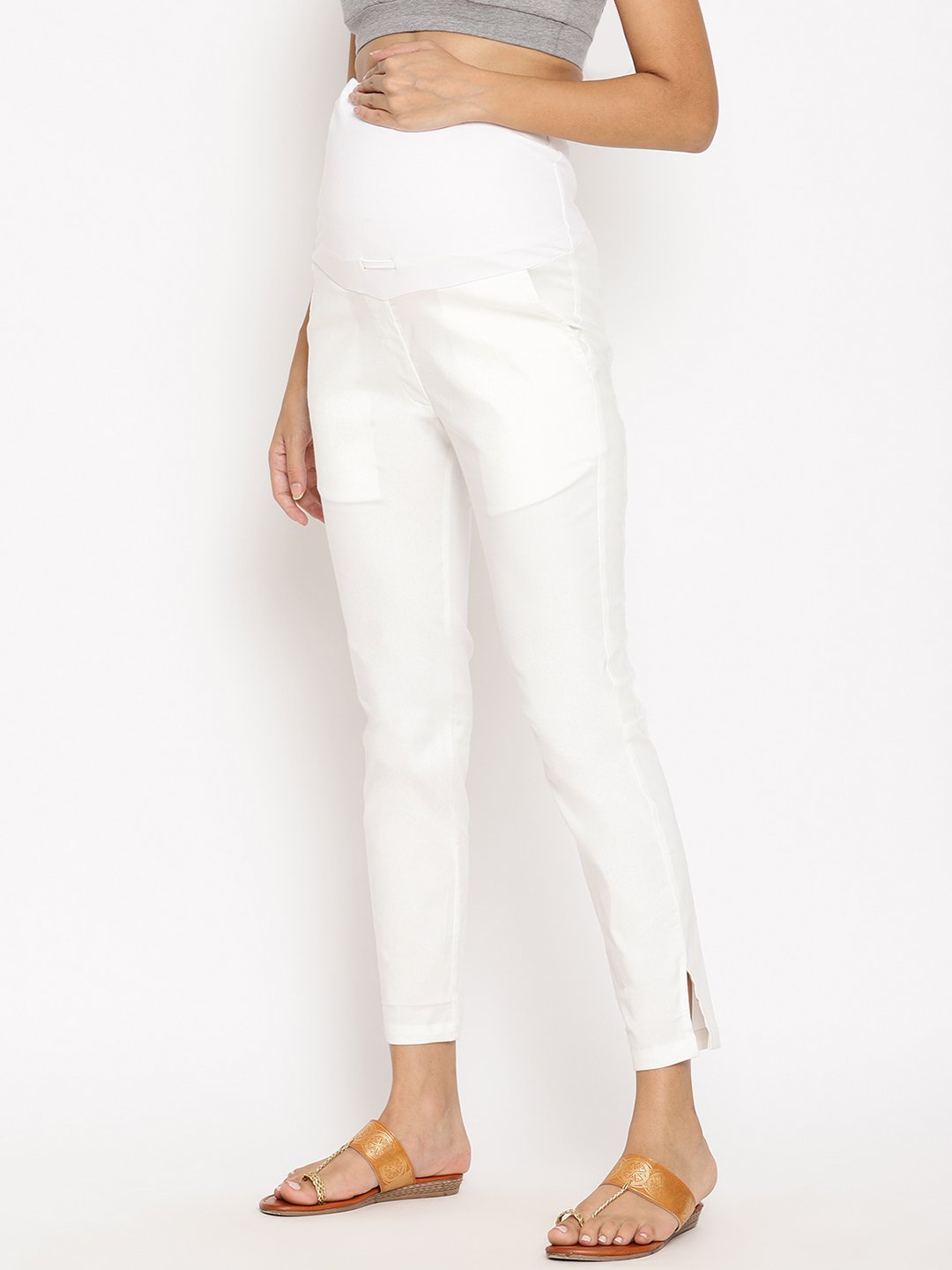 Buy Mamacouture Women White Tailored Tapered Fit Solid Maternity Trousers   Trousers for Women 2347897  Myntra