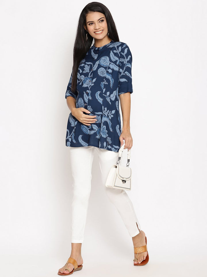 Stretchy Straight Maternity Dress Pants- White