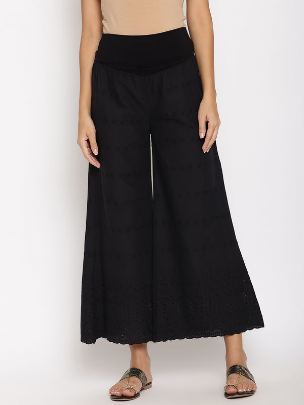 Over the Bump Maternity Flare Palazzo Pants - Black