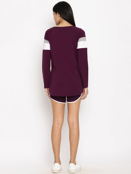 Maternity Athletic Shorts Set- Purple