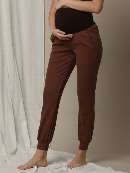 Maternity Matching Lounge Set- Hoodie with Jogger- Brown