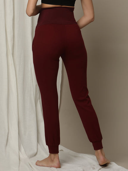Maternity Matching Lounge Set- Hoodie with Jogger- Burgundy