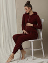 Ribbed Maternity Pull-On Jogger Pants- Burgundy