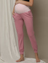 Ribbed Maternity Pull-On Jogger Pants- Pink