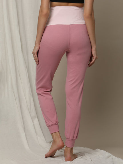 Maternity Matching Lounge Set- Hoodie with Jogger- Pink
