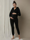 Maternity Matching Lounge Set- Hoodie with Jogger- Black