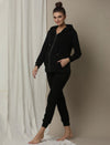 Maternity Matching Lounge Set- Hoodie with Jogger- Black