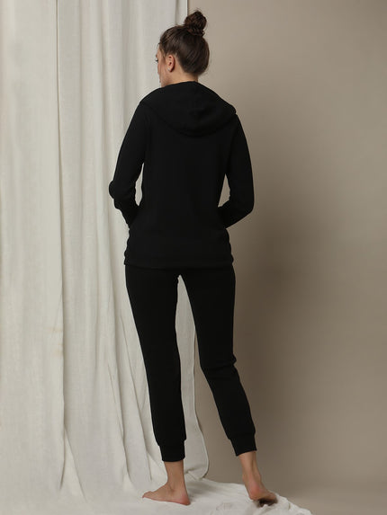 Maternity Matching Lounge Set- Hoodie with Jogger- Black