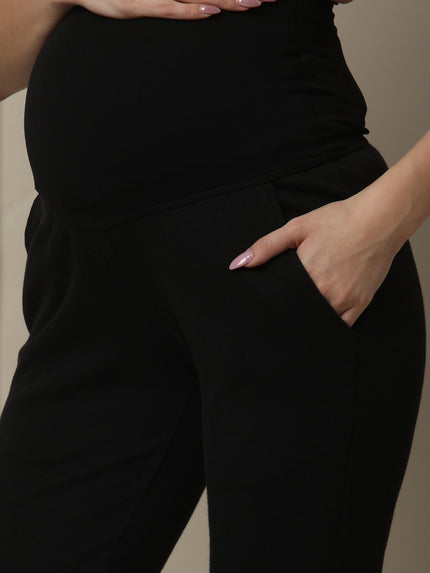 Maternity Matching Lounge Set- Hoodie with Jogger- Black