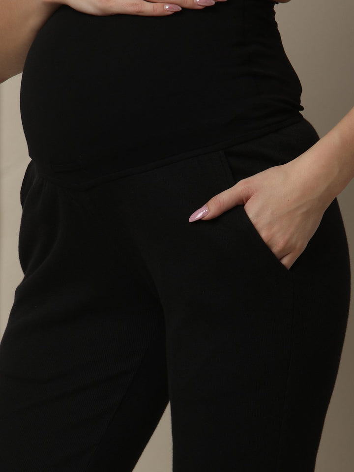 Maternity Matching Lounge Set- Hoodie with Jogger- Black