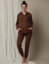 Maternity Matching Lounge Set- Hoodie with Jogger- Brown