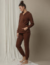 Maternity Matching Lounge Set- Hoodie with Jogger- Brown