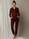 Maternity Matching Lounge Set- Hoodie with Jogger- Burgundy