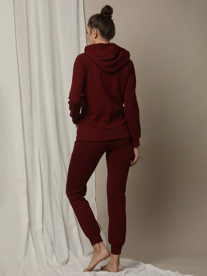 Maternity Matching Lounge Set- Hoodie with Jogger- Burgundy