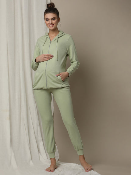 Maternity Matching Lounge Set- Hoodie with Jogger- Green