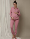 Maternity Matching Lounge Set- Hoodie with Jogger- Pink