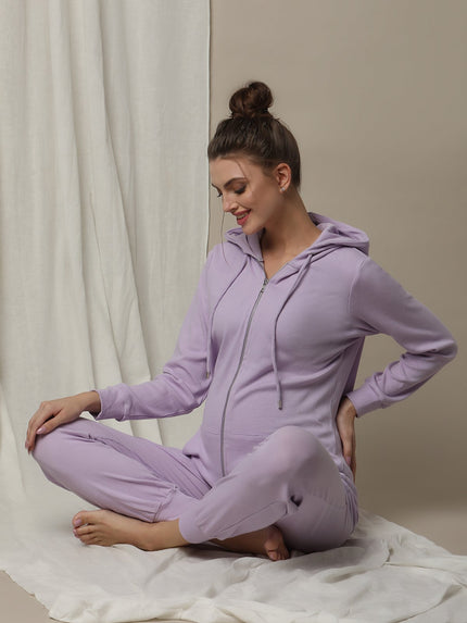 Maternity Matching Lounge Set- Hoodie with Jogger- Purple
