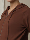Maternity Matching Lounge Set- Hoodie with Wide-leg Pants- Brown