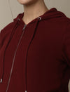 Maternity Matching Lounge Set- Hoodie with Wide-leg Pants- Burgundy