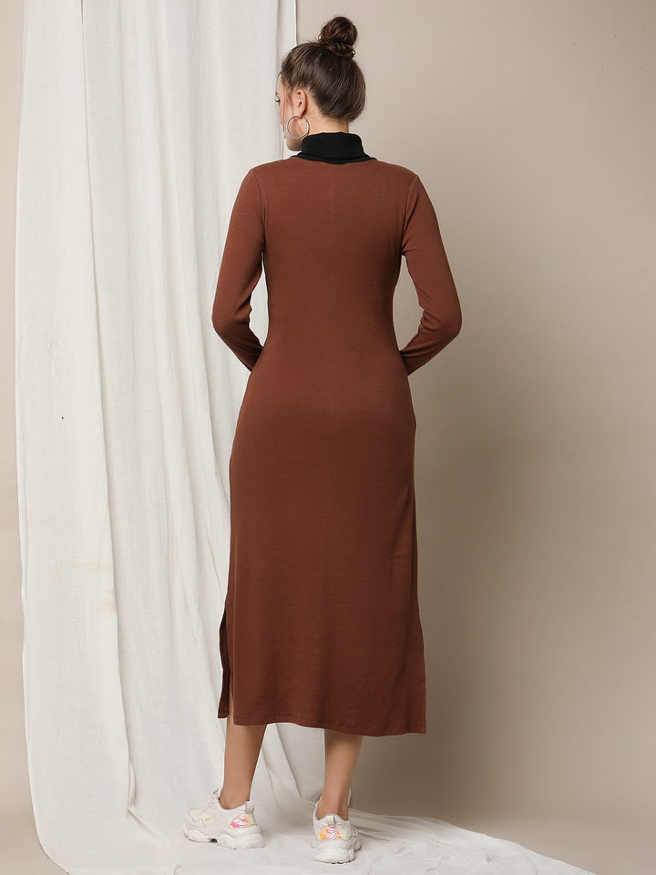 Full Sleeve Maternity Rib-Knit Dress