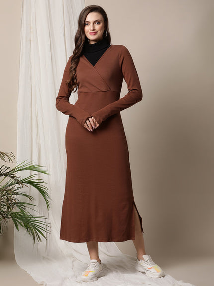 Crossover Maternity Rib-Knit Dress