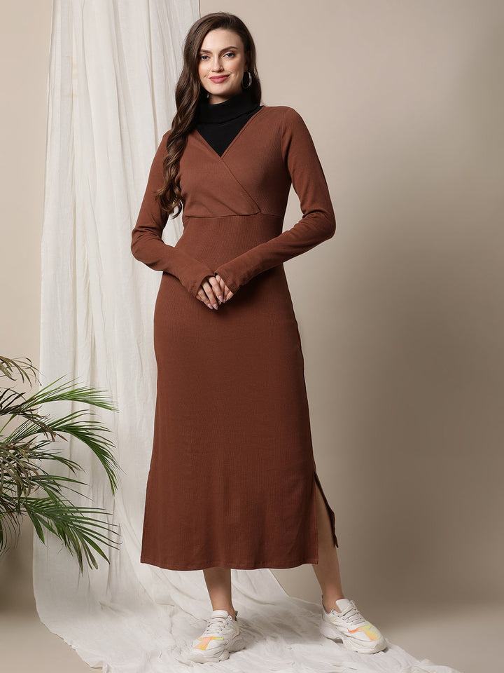 Crossover Maternity Rib-Knit Dress