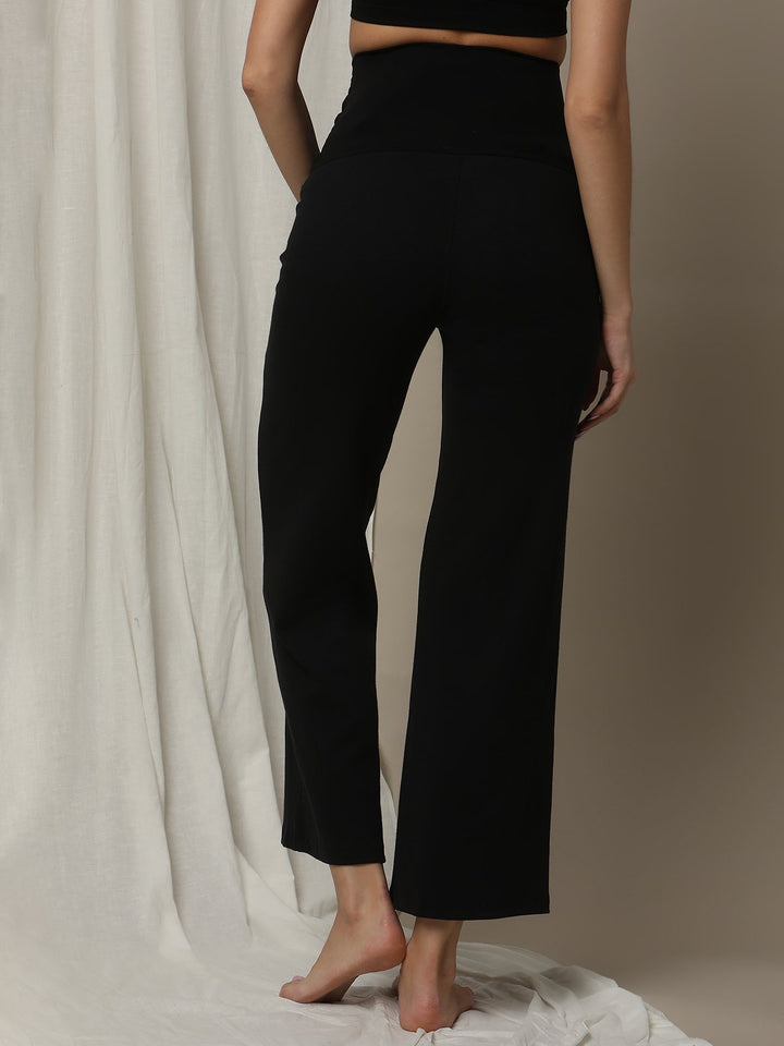 Black Maternity Rib-Knit Pajama