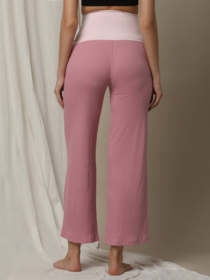 Maternity High-Waist Lounge Sleep Pants- Pink