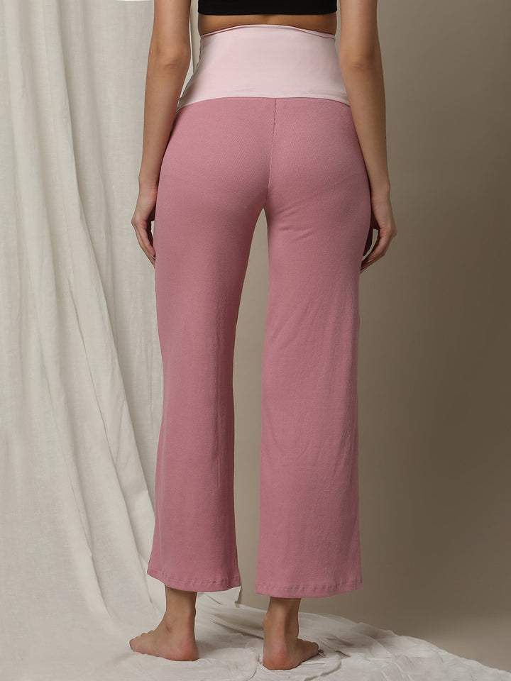 Maternity High-Waist Lounge Sleep Pants- Pink