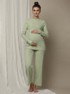 Maternity Matching Lounge PJ Set- Green