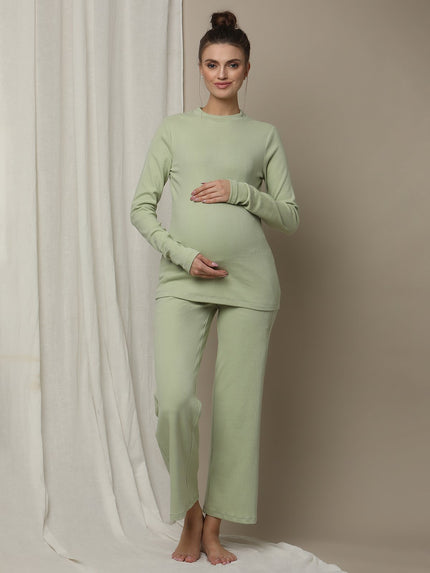 Maternity Matching Lounge PJ Set- Green