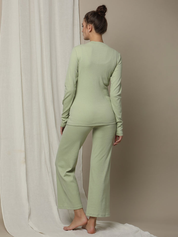 Maternity Matching Lounge PJ Set- Green