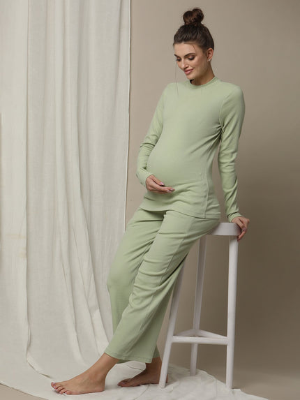 Maternity Matching Lounge PJ Set- Green