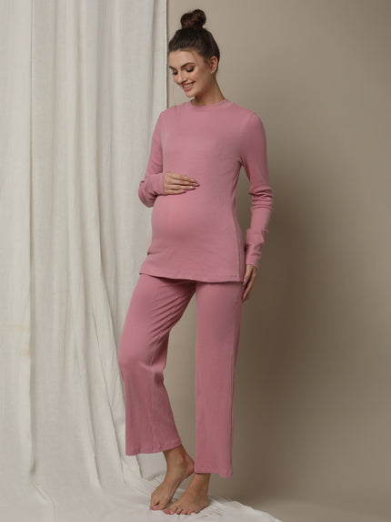 Maternity Matching Lounge PJ Set- Pink
