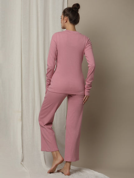 Maternity Matching Lounge PJ Set- Pink