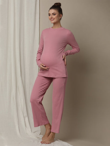 Maternity Matching Lounge PJ Set- Pink