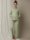 Maternity Matching Lounge Set- Hoodie with Wide-leg Pants- Green