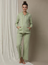 Maternity Matching Lounge Set- Hoodie with Wide-leg Pants- Green
