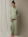 Maternity Matching Lounge Set- Hoodie with Wide-leg Pants- Green