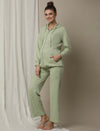 Maternity Matching Lounge Set- Hoodie with Wide-leg Pants- Green