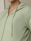 Maternity Matching Lounge Set- Hoodie with Wide-leg Pants- Green