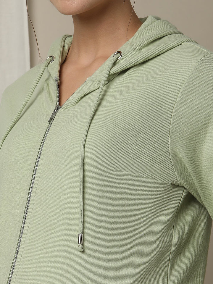 Maternity Matching Lounge Set- Hoodie with Wide-leg Pants- Green