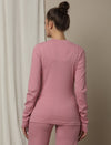 Maternity Cotton Rib Knit Long T-Shirt With Full Sleeves- Pink