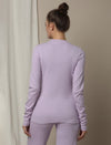 Maternity Cotton Rib Knit Long T-Shirt With Full Sleeves- Purple