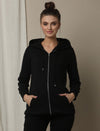 Maternity & Nursing Hooded Jacket with Zipper- Black