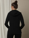 Maternity & Nursing Hooded Jacket with Zipper- Black