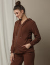 Maternity & Nursing Hooded Jacket with Zipper- Brown