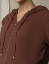 Maternity & Nursing Hooded Jacket with Zipper- Brown