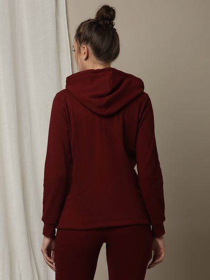 Maternity & Nursing Hooded Jacket with Zipper- Burgundy